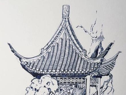 中式景亭画法 #画画