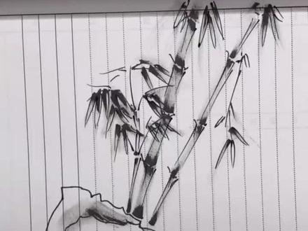 手指和中性笔也能画国画,一分钟学会竹石#绘画 #国画 #原创绘画 #抖音热门 #每日一画 #一起学画画 #想画就画