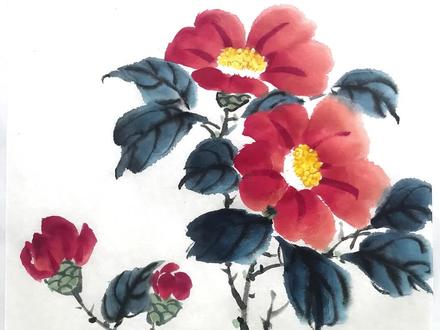 #山茶花#原创 #国画 #传统文化 #水墨写意 #写意花鸟 #一起学画画 #手绘国画作品 #每日一画 #绘画