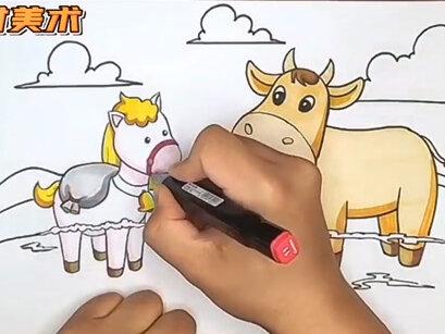 故事绘,边听边画系列-《小马过河》#一起学画画 #手绘 #故事手绘画 #听故事 @DOU+小助手