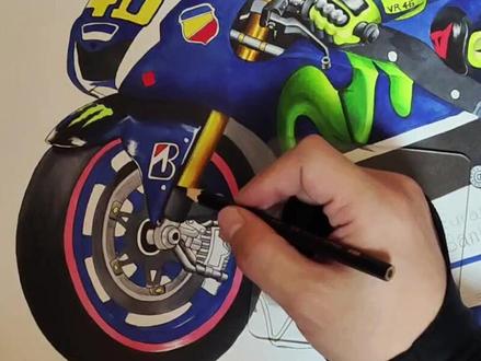 #绘画过程分享 他是MoToGP的代名词 46号技术过硬 93号不要命#马克笔手绘 #手画赛车 #机车 #热爱机车热爱生活