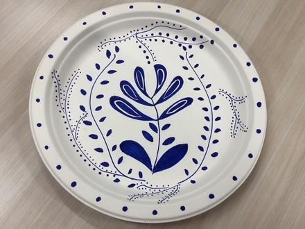 创意盘子画青花瓷#创意盘子画 #青花瓷#西西老师教你画画