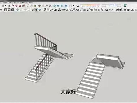 楼梯扶手建模难点在扶手的路线上#三维建模 #3d设计