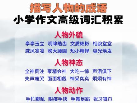 小学必考描写人物的成语,背诵给作文增光添彩#小学语文 #家长必读 #知识点总结