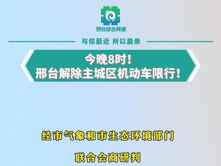 今晚8时!邢台解除主城区机动车限行!