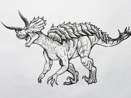 画终极龙 手绘恐龙教程#画画#恐龙#蜂老师教画画 #绘画过程#霸王龙