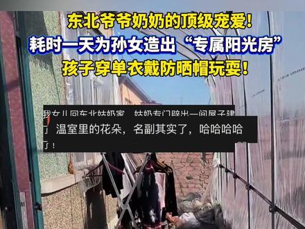 东北爷爷奶奶的顶级宠爱!耗时一天为孙女造出“专属阳光房”孩子穿单衣戴防晒帽玩耍!(编辑:陈凡林 责编:梁龙 审核:曾春满)