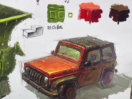 色彩汽车 #初描#初描水粉笔#美术生