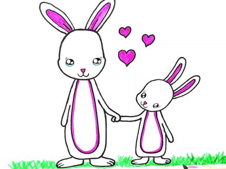 兔妈妈牵着小兔子简笔画教程#兔妈妈 #兔子 #长耳兔 #简笔画 #简笔画教程 #幼儿简笔画 #育儿简笔画