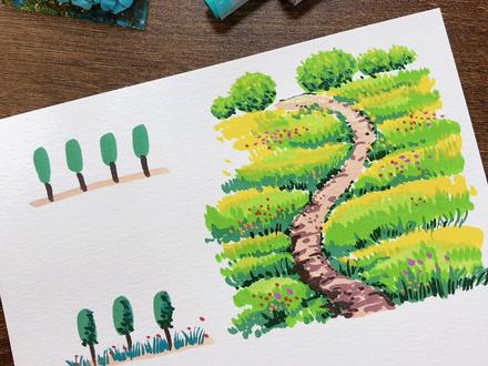 3分钟画小路#丙烯#艺术#零基础学画画#一看就会