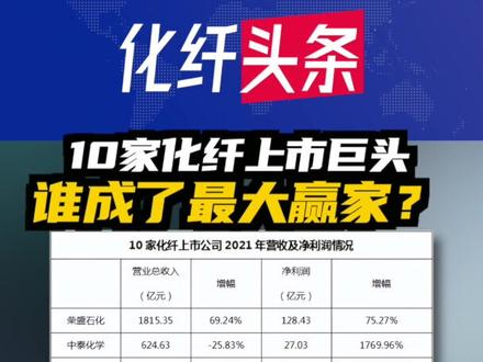 10家化纤上市巨头,谁成了最大赢家?#化纤 #纺织 #效益 #年报