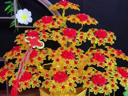 姐妹们,你们期待已久的花开富贵 元宝发财树详细教程来了 #手工花教程 #发财树 #手工花教学 #手作DIY