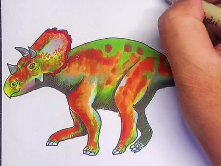 #大张伟的歌顶瓜瓜 #恐龙 #儿童简笔画 爱氏角龙@DOU+小助手 @抖音小助手