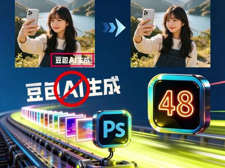 第48期 Photoshop批量去豆包水印 #挑战做100个PS脚本 #去水印 #效率神器 #设计干货 #豆包