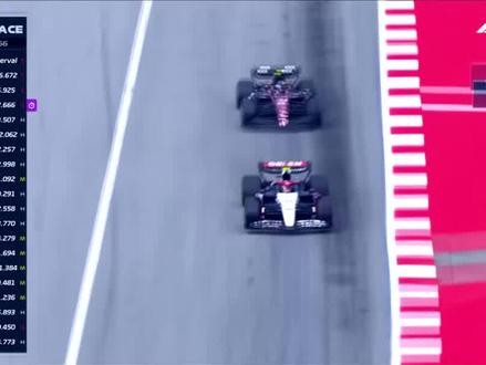 #F1 #赛车 2023 R08 西班牙大奖赛正赛(15) 第56圈:角田强行防守周冠宇,周被挤出赛道,这举动导致角田被罚