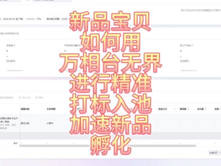 新品宝贝如何用直通车关键词推广精准打标进行搜索入池,万相台无界如何对新品宝贝进行精准打标入搜索流量池,新品精准打标钱怎么去操作这次一次给大家讲解清楚#直通车#电商人#电商干货#淘宝运营#新手开网店