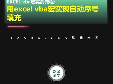 excel vba实战案例:用宏自动生成序号#excel #vba教程 #vba代码 #wps #职场干货@DOU+小助手