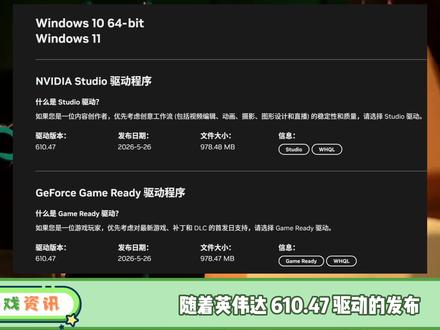 英伟达610.47驱动发布!控制面板将成为历史! #英伟达 #英伟达显卡