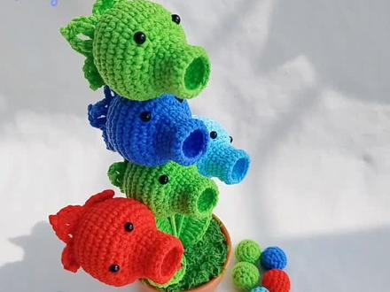 五头豌豆荚发射子弹,非遗手工编织,可爱治愈。