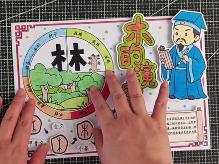 自制木字家族手抄报手工立体有趣的汉字演变识字小报 自制木字家族手抄报手工立体有趣的汉字演变识字小报