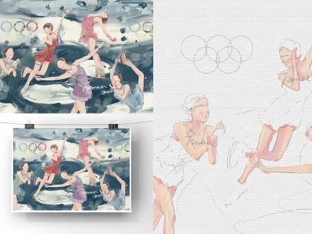 #ipad画图 #秀出你的万里世界波 @抖音小助手 奥林匹克女孩 花样滑冰主题绘画过程分享