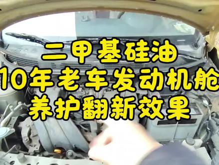 #分享生活小技巧 #二甲基硅油 #发动机舱清洗 #发动机舱 #每天一个用车知识 10年老车,用二甲基硅油翻新养护全程,具体实操保姆级教程