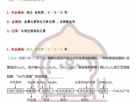 #真实生活分享计划
高考化学拿分秘籍:工业流程模板+公式,无脑操作就行
工业流程是提分最快的一个大题,如果你总是拿4-5分,那是因为肯定不知道这里面的套路模版和解题通法
焙烧灼烧的作用答题模板#高考 #高考化学 #高中化学 #化学技巧