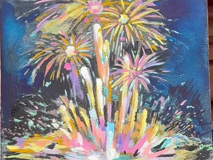 挑战一百天画一百幅画之挑战第二十六天-盛放的烟花#手绘 #绘画教程 #烟花#绘画过程 #绘画分享