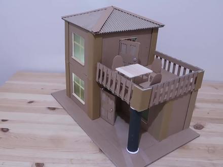 用纸板打造二层小别墅,这手艺那叫一个牛