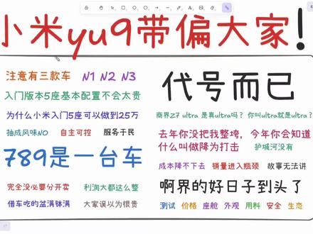 小米Yu9最后不叫YU9,入门五座25万起步!!! #小米yu9 #小米汽车 #雷军