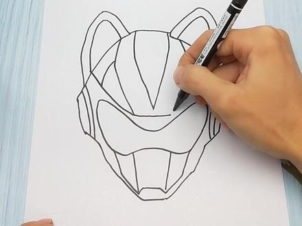 用手掌放在一张普通纸手绘迷你特工队露西,简单又帅气的手势画