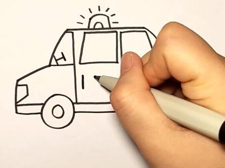 警车简笔画^_^学会的小朋友评论里面告诉我吧^_^