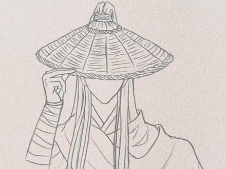 戴着斗笠的侠客怎么画#古风人物绘画 #画画 #简笔画##零基础学画画 #内容启发搜索