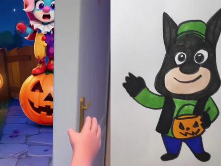 万圣节要糖果啦#简笔画#二次元#动漫#动画#拉布拉多警长