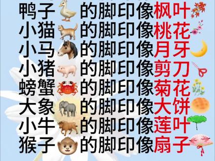 一年级语文仿写比喻句:动物的脚印像什么!#每天学习一点点 #一年级语文 #必考考点 #日积月累 #看图写话