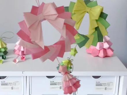 教你学超可爱的圣诞树风铃,快艾特你的列表第一来学。#折纸 #手工 #圣诞树风铃