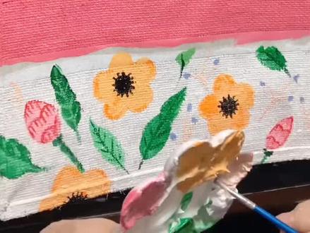 #帆布袋 #丙烯画 动手画一个给姐妹的手提袋