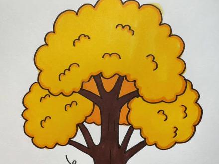 4个V画大树#大树简笔画#画画