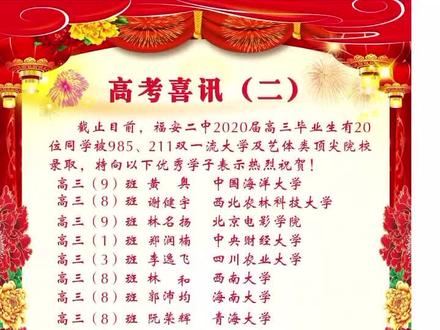 福安二中高考喜讯(二),祝贺孩子们!