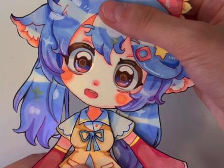可动纸片人眨眼教程,头上没有天线,嘴巴与眼皮联动@DOU+小助手 @抖音小助手 #喵羽七 #可动纸片人 #可动纸片人教程 #原创 #画画