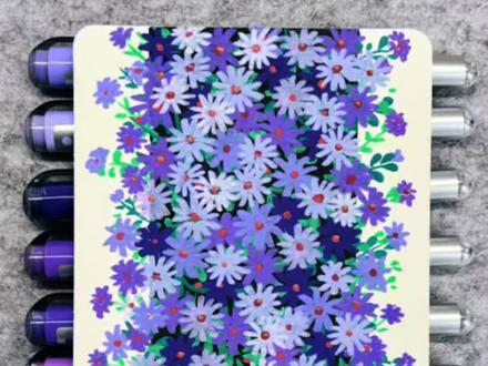 用“1”画紫苑,把春天的紫花画进本子里🌼 画完已经开始期待百花盛开的春天啦!#丙烯马克笔绘画 #艺术在抖音 #艺术种草指南 #紫苑花#春天的色彩