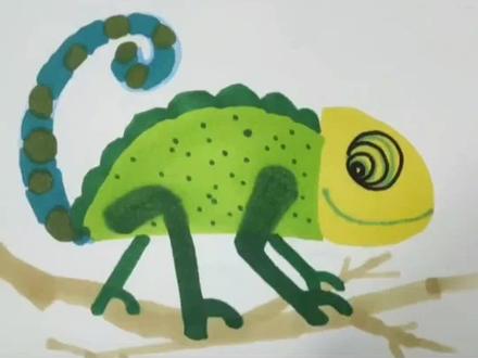 学画变色龙简笔画#简笔画 #变色龙怎么画 #变色龙简单画法 #动物简笔画 #3到6岁儿童简笔画