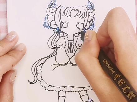 葡萄风信子拟人小画儿~#手绘 #拟人 #古风 #100个拟人挑战