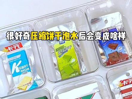 压缩饼干泡水后会变成啥样呢?我来替你们试试! #压缩饼干 #解压#玩个很新的东西 #压缩饼干泡水 #零食