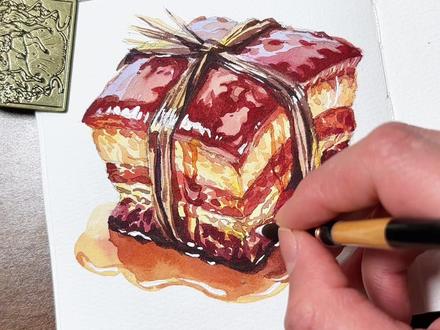 快点放寒假吧,已经在想年夜饭的菜了…#跟着抖音学画画 #美食插画 #绘画教程 #水彩教程 #年夜饭dou吃啥