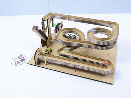 纸板创意手工制作弹珠轨道过山车 #手工 #纸板