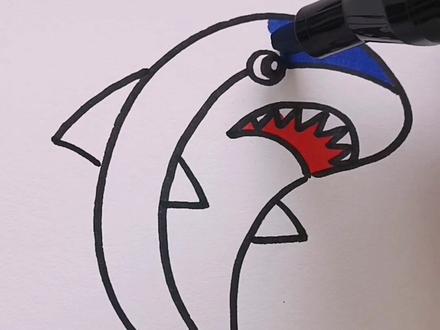 两个C画鲨鱼@抖音小助手 #鲨鱼#简笔画#简笔画教程 #一起学画画 #手绘