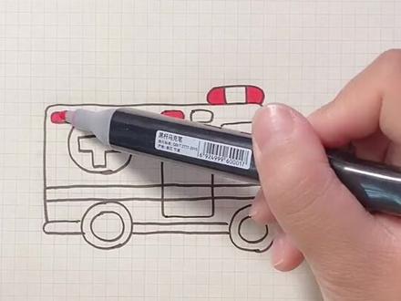 救护车怎么画?#儿童简笔画 #简笔画教程 #育儿画画 #热门音乐