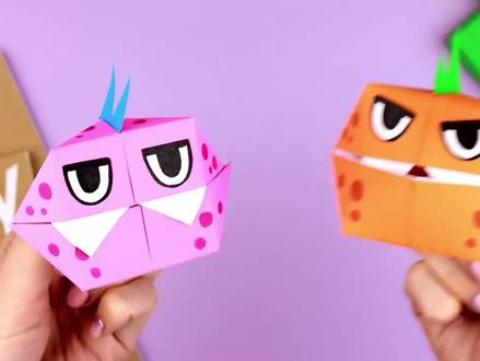 用纸折大嘴玩具,嘴巴一张就能咬人,特别好玩!#折纸 #折纸教程 #手工玩具 #折纸玩具#幼儿折纸#亲子手工折纸