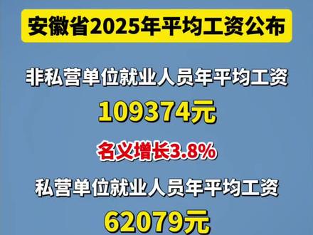 安徽省2025年平均工资公布